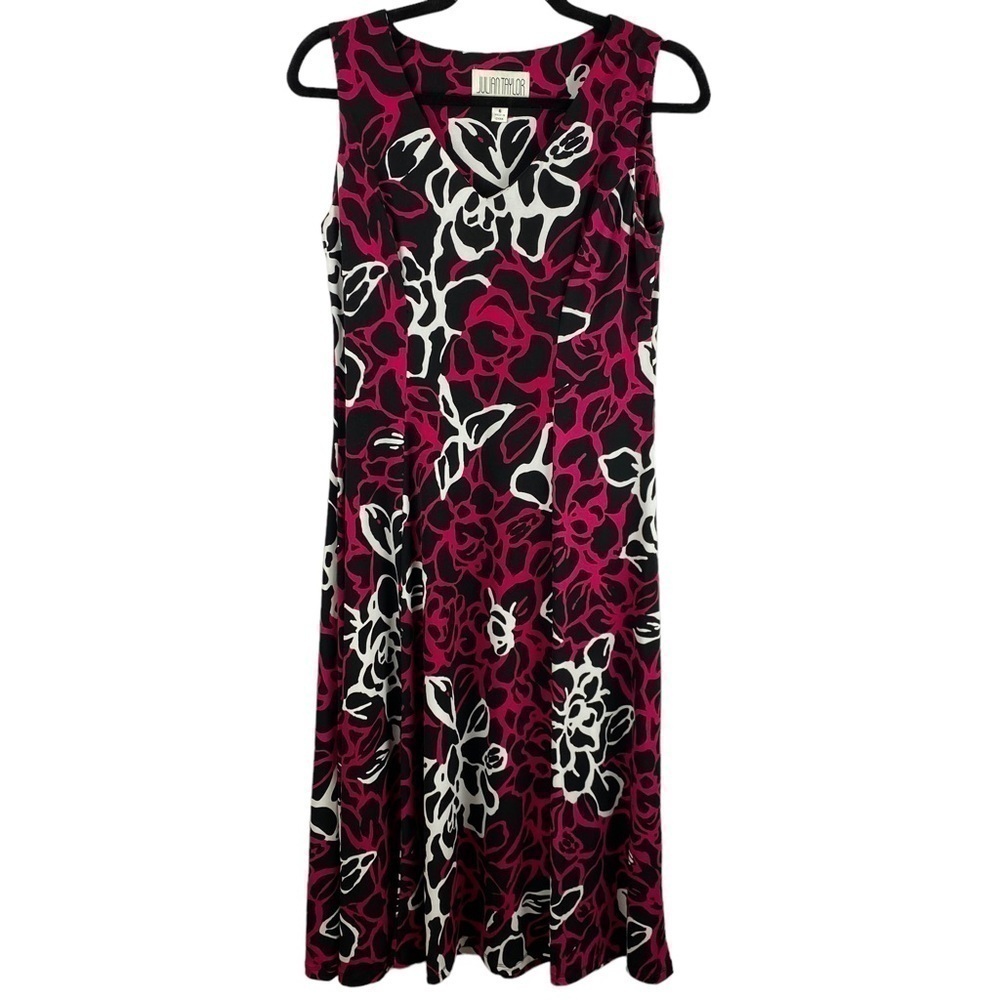 ✨3/$21✨ Julian Taylor Floral Sleeveless Fit & Flare Dress Black Pink Size 6